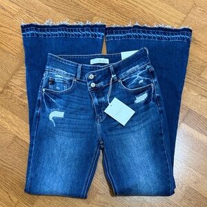 KanCan Women's Dark Blue Flare Jeans